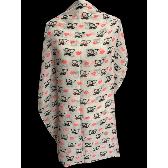 Vintage Silk Scarf Retro Design Lipstick & Mustaches Circa 1960s Unique 36x27" - Picture 8 of 8